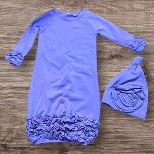 Baby Girl Clothing Icing Ruffle Gown with Cap 0-3 Months Lavender Purple